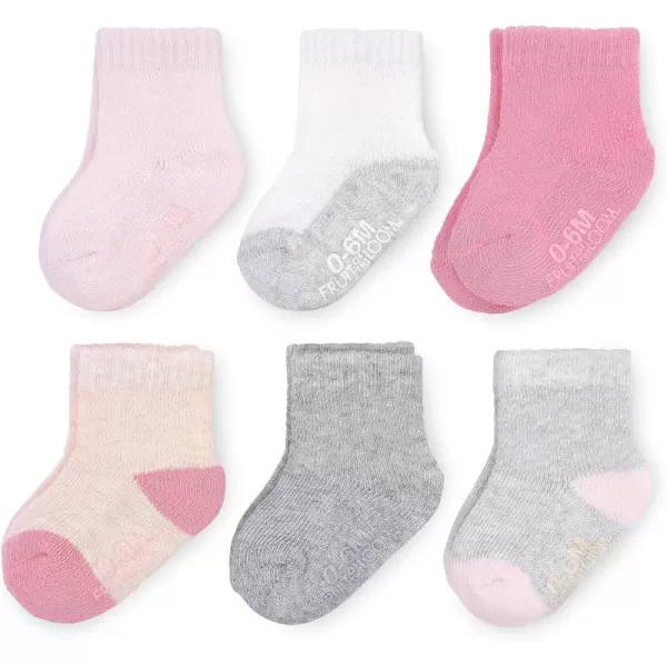 Fruit of the Loom Baby 6Pack All Weather CrewLength Socks Mesh ampamp Thermal Stretch  Unisex Girls BoysPink