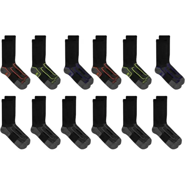 Fruit of the Loom Boys Everyday Active Crew Socks 12 PackBlack