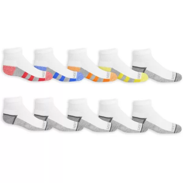 Fruit of the Loom Boys Everyday Active Sports Ankle Socks 10 PackWhite 10pack