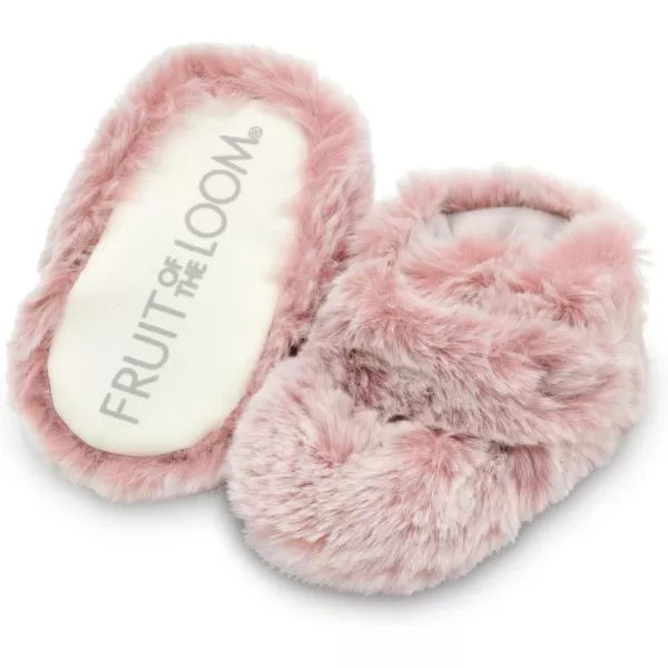 Fruit of the Loom Cozy Thermal Wrap Booties with NonSkids for Baby Girls Boys UnisexPink Faux Fur