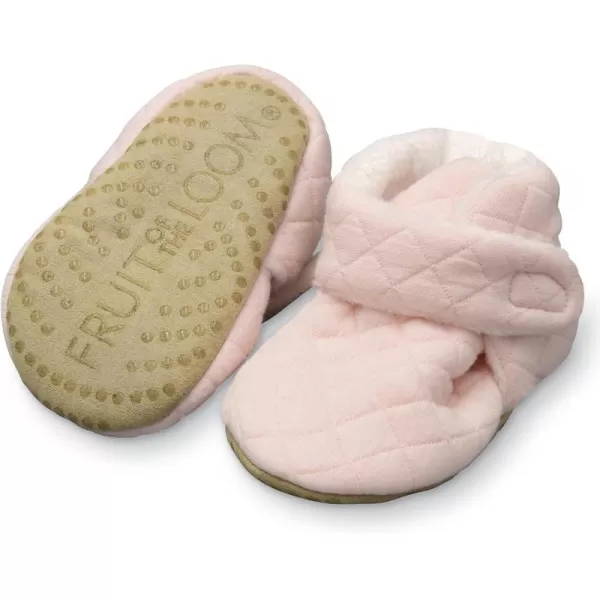 Fruit of the Loom Cozy Thermal Wrap Booties with NonSkids for Baby Girls Boys UnisexPink Jersey