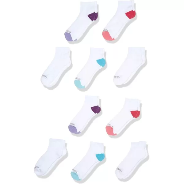 Fruit of the Loom Girls Everyday Essential Soft Cushion SocksWhiteColoured Heel  Toe