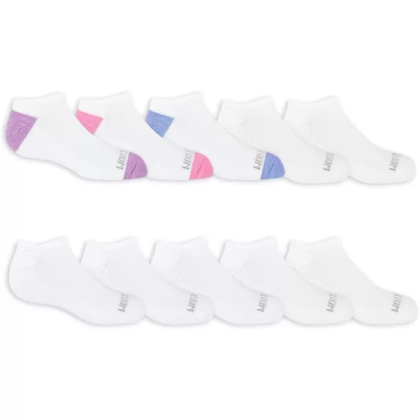 Fruit of the Loom Girls Everyday No Show Socks 10 PackWhite