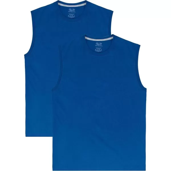 Fruit of the Loom Mens Eversoft Cotton Sleeveless T Shirts Breathable ampamp Moisture Wicking with Odor Control Sizes S4xMuscle  2 Pack  Blue