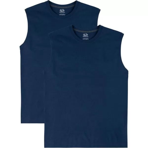 Fruit of the Loom Mens Eversoft Cotton Sleeveless T Shirts Breathable ampamp Moisture Wicking with Odor Control Sizes S4xMuscle  2 Pack  Navy