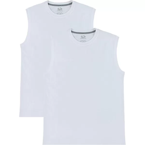 Fruit of the Loom Mens Eversoft Cotton Sleeveless T Shirts Breathable ampamp Moisture Wicking with Odor Control Sizes S4xMuscle  2 Pack  White