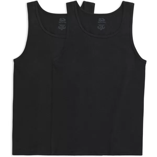 Fruit of the Loom Mens Eversoft Cotton Sleeveless T Shirts Breathable ampamp Moisture Wicking with Odor Control Sizes S4xTank  2 Pack  Black