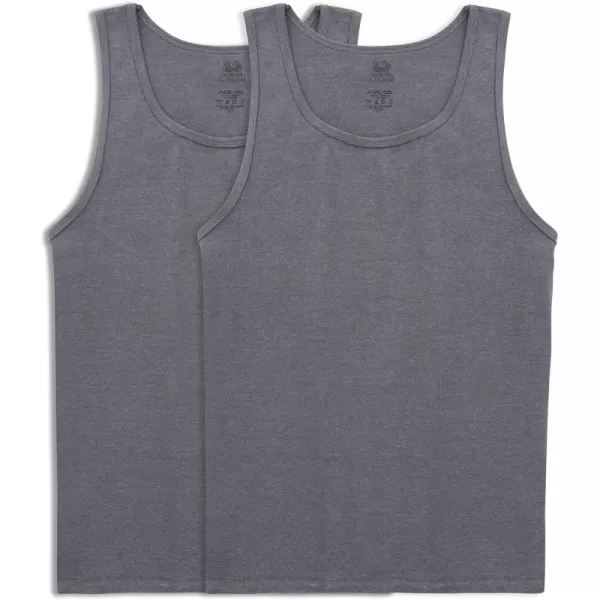 Fruit of the Loom Mens Eversoft Cotton Sleeveless T Shirts Breathable ampamp Moisture Wicking with Odor Control Sizes S4xTank  2 Pack  Charcoal Heather