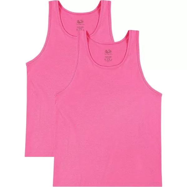 Fruit of the Loom Mens Eversoft Cotton Sleeveless T Shirts Breathable ampamp Moisture Wicking with Odor Control Sizes S4xTank  2 Pack  Neon Pink