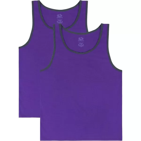 Fruit of the Loom Mens Eversoft Cotton Sleeveless T Shirts Breathable ampamp Moisture Wicking with Odor Control Sizes S4xTank  2 Pack  Purple