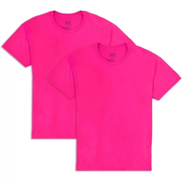 Fruit of the Loom Mens Eversoft Cotton T Shirts Breathable ampamp Moisture Wicking with Odor Control Sizes S4xCrew  2 Pack  Cyber Pink