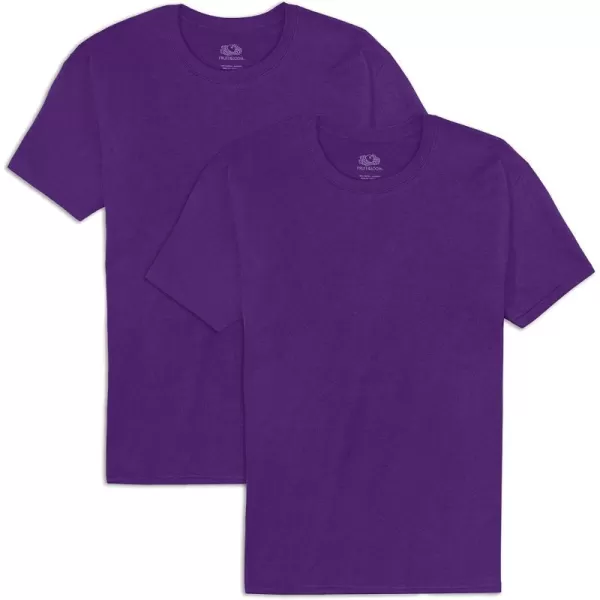 Fruit of the Loom Mens Eversoft Cotton T Shirts Breathable ampamp Moisture Wicking with Odor Control Sizes S4xCrew  2 Pack  Purple