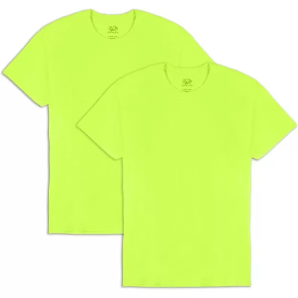 Fruit of the Loom Mens Eversoft Cotton T Shirts Breathable ampamp Moisture Wicking with Odor Control Sizes S4xCrew  2 Pack  Safety Green