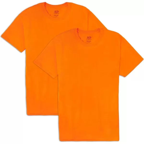 Fruit of the Loom Mens Eversoft Cotton T Shirts Breathable ampamp Moisture Wicking with Odor Control Sizes S4xCrew  2 Pack  Safety Orange