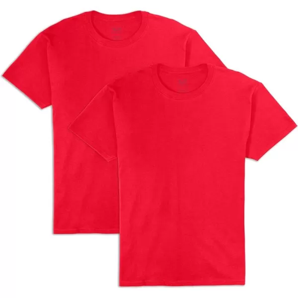 Fruit of the Loom Mens Eversoft Cotton T Shirts Breathable ampamp Moisture Wicking with Odor Control Sizes S4xCrew  2 Pack  True Red