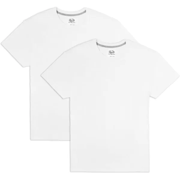 Fruit of the Loom Mens Eversoft Cotton T Shirts Breathable ampamp Moisture Wicking with Odor Control Sizes S4xCrew  2 Pack  White