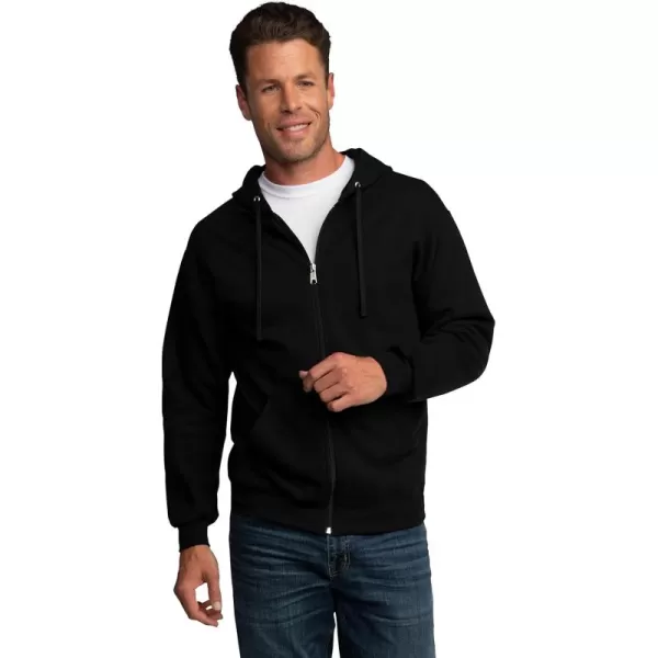 Fruit of the Loom Mens Eversoft Fleece Hoodies Moisture Wicking ampamp Breathable Full Zip Hooded SweatshirtBlack Full Zip