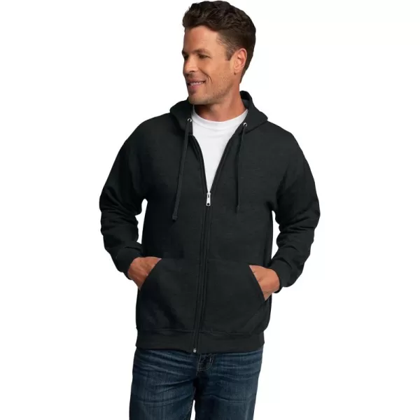 Fruit of the Loom Mens Eversoft Fleece Hoodies Moisture Wicking ampamp Breathable Full Zip Hooded SweatshirtBlack Heather Full Zip