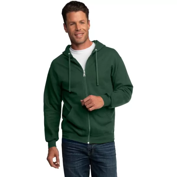 Fruit of the Loom Mens Eversoft Fleece Hoodies Moisture Wicking ampamp Breathable Full Zip Hooded SweatshirtDark Green Full Zip