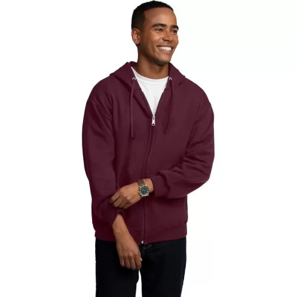 Fruit of the Loom Mens Eversoft Fleece Hoodies Moisture Wicking ampamp Breathable Full Zip Hooded SweatshirtMaroon Full Zip