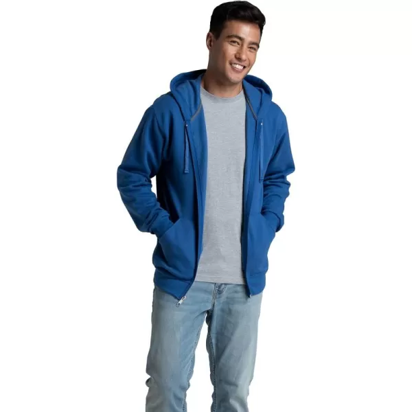 Fruit of the Loom Mens Eversoft Fleece Hoodies Moisture Wicking ampamp Breathable Full Zip Hooded SweatshirtMellow Blue Full Zip