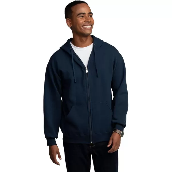 Fruit of the Loom Mens Eversoft Fleece Hoodies Moisture Wicking ampamp Breathable Full Zip Hooded SweatshirtNavy Full Zip