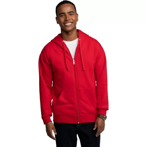 Fruit of the Loom Mens Eversoft Fleece Hoodies Moisture Wicking ampamp Breathable Full Zip Hooded SweatshirtRed Full Zip