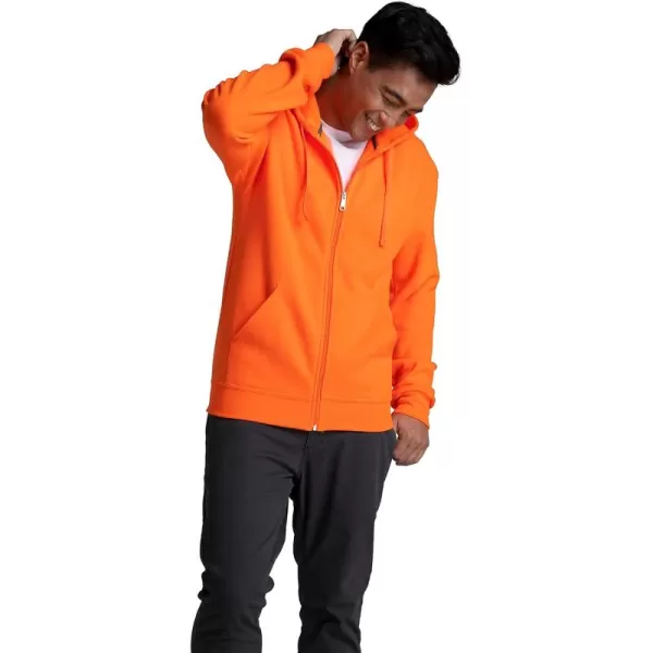 Fruit of the Loom Mens Eversoft Fleece Hoodies Moisture Wicking ampamp Breathable Full Zip Hooded SweatshirtSafety Orange Full Zip