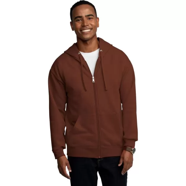 Fruit of the Loom Mens Eversoft Fleece Hoodies Moisture Wicking ampamp Breathable Full Zip Hooded SweatshirtWarm Mocha Full Zip