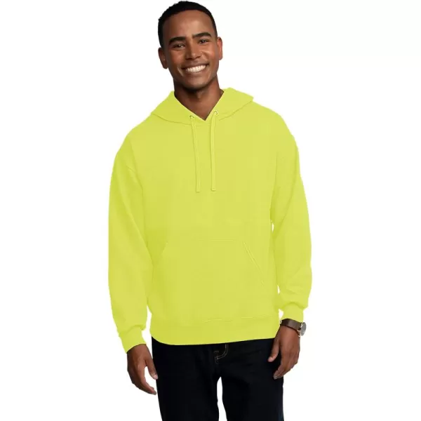 Fruit of the Loom Mens Eversoft Fleece Hoodies Moisture Wicking ampamp Breathable Pullover Hooded SweatshirtSafety Green Pullover