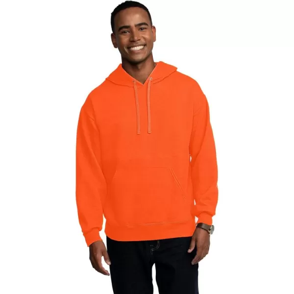 Fruit of the Loom Mens Eversoft Fleece Hoodies Moisture Wicking ampamp Breathable Pullover Hooded SweatshirtSafety Orange Pullover