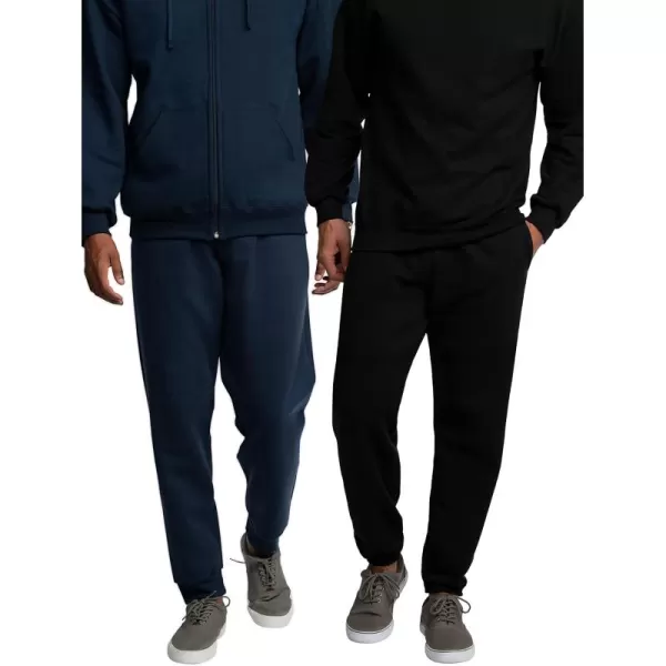 Fruit of the Loom Mens Eversoft Fleece Joggers with PocketsNavyBlack