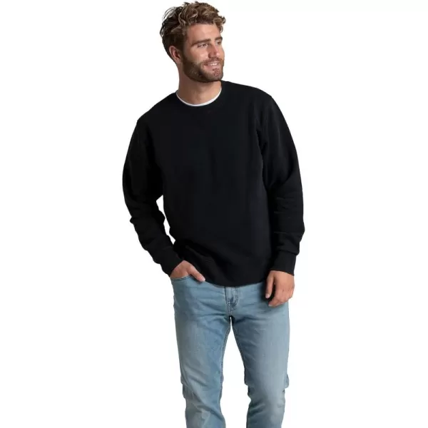 Fruit of the Loom Mens Eversoft Fleece Sweatshirts Moisture Wicking ampamp Breathable Crewneck SweatshirtGarment Dyed Black Ink