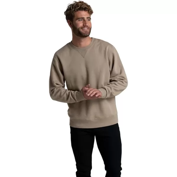 Fruit of the Loom Mens Eversoft Fleece Sweatshirts Moisture Wicking ampamp Breathable Crewneck SweatshirtGarment Dyed Khaki