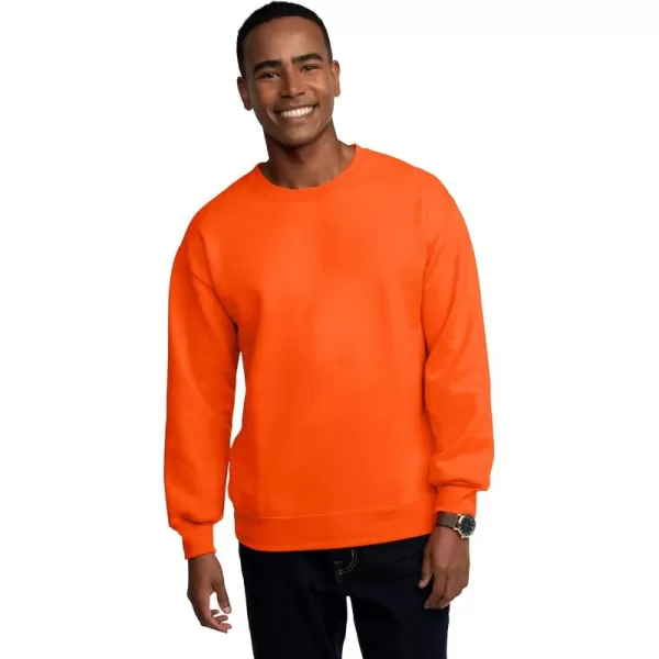 Fruit of the Loom Mens Eversoft Fleece Sweatshirts Moisture Wicking ampamp Breathable Crewneck SweatshirtSafety Orange