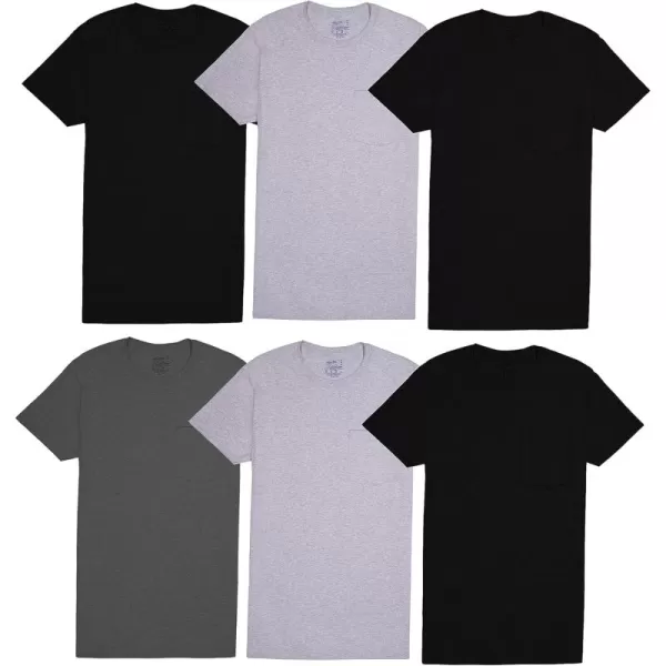 Fruit of the Loom mens Eversoft Cotton Short Sleeve Pocket Tshirts Breathable ampamp Tag Free6 Pack  Colors May Vary
