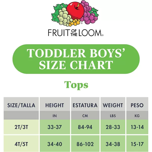 Fruit of the Loom Boys Cotton White T ShirtT Shirt  Toddler  6 Pack  BlueGreenRed