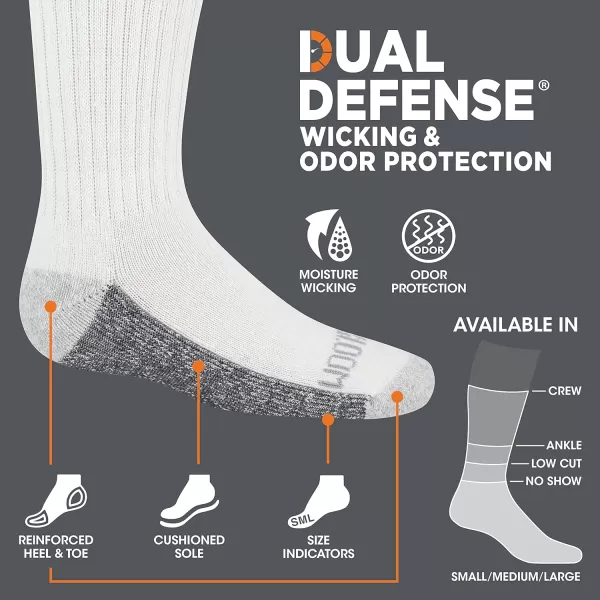 Fruit of the Loom Boys Dual Defense Crew Socks 10 PackWhite