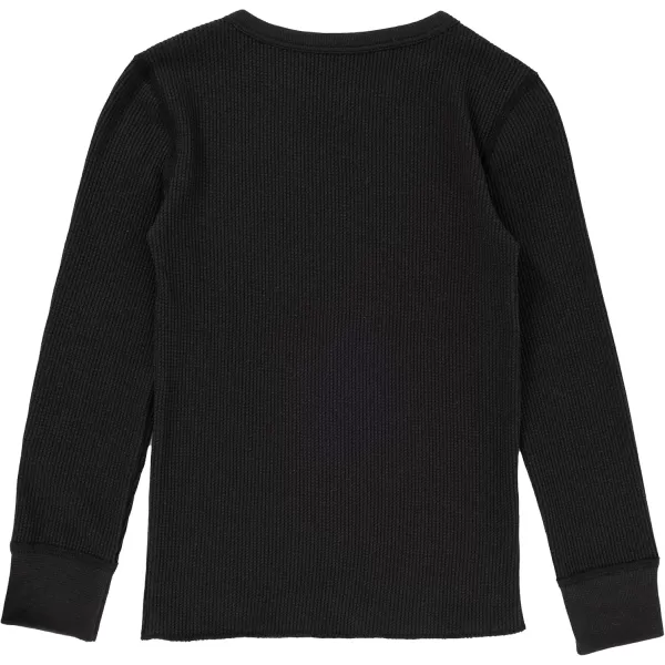 Fruit of the Loom Boys Premium 2Pack Thermal Waffle Crew TopBlackNatural