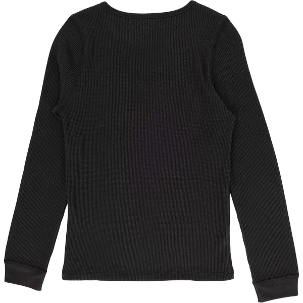 Fruit of the Loom Girls Premium 2Pack Thermal Waffle Crew TopBlackNatural