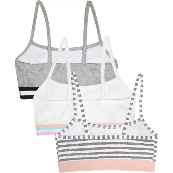 Fruit of the Loom Girls Spaghetti Strap Sports BraGrey StripeGreyWhite