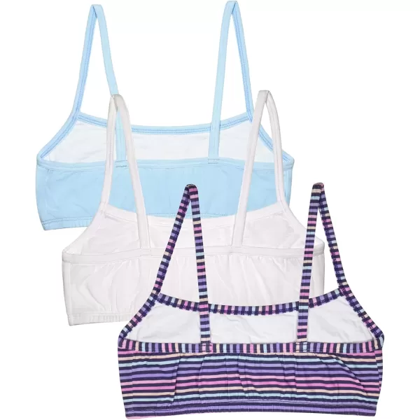 Fruit of the Loom Girls Spaghetti Strap Sports BraHappy StripeWhiteEyeshadow