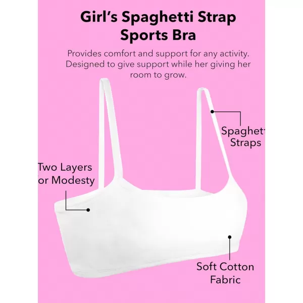 Fruit of the Loom Girls Spaghetti Strap Sports BraLentilMangoPink CamoGrey HeatherWhiteBlack