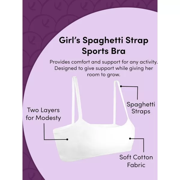 Fruit of the Loom Girls Spaghetti Strap Sports BraMiami PinkSunset CoralRose ShadowWhite