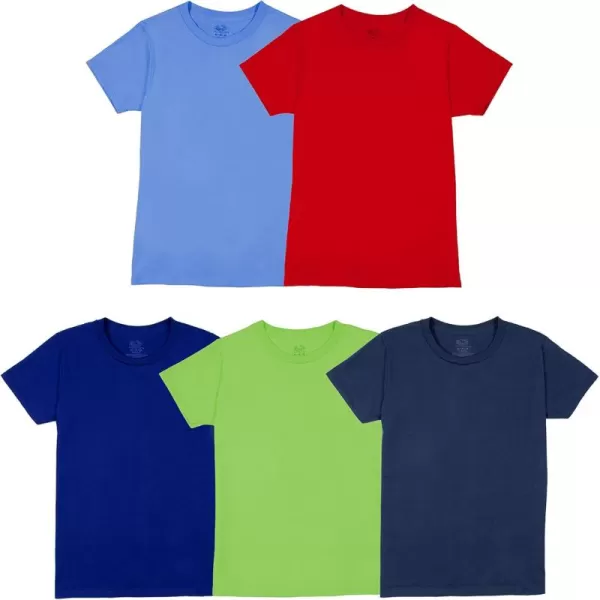 Fruit of the Loom Boys Cotton White T ShirtT Shirt  Boys  5 Pack  BlueGreenRed