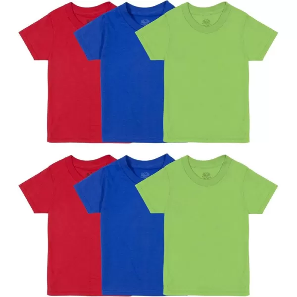 Fruit of the Loom Boys Cotton White T ShirtT Shirt  Toddler  6 Pack  BlueGreenRed