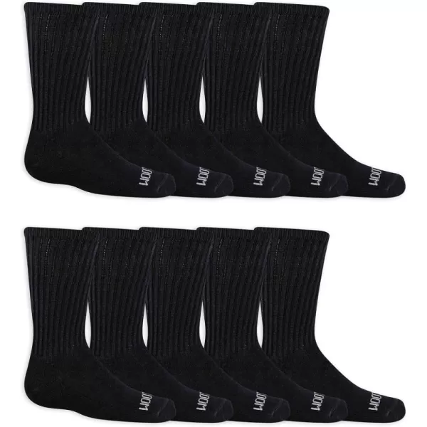 Fruit of the Loom Boys Dual Defense Crew Socks 10 PackBlack