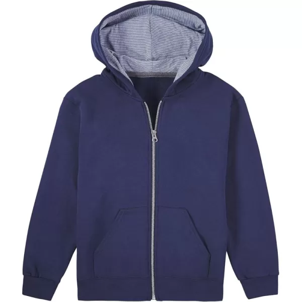 Fruit of the Loom Boys Fleece Full Zip Hoodie Sweatshirt Ghost Times Square Navy Stripe Small