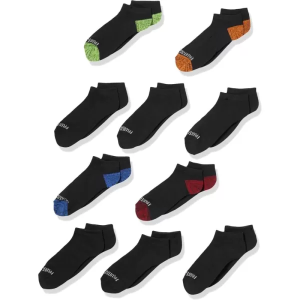 Fruit of the Loom Boys Lightweight No Show Socks 10 PackBlack Assort