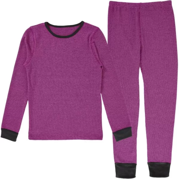 Fruit of the Loom Girls Premium Thermal Waffle Underwear SetBlackFuchsia Cross Dye